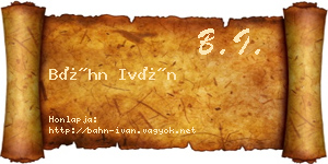 Báhn Iván névjegykártya